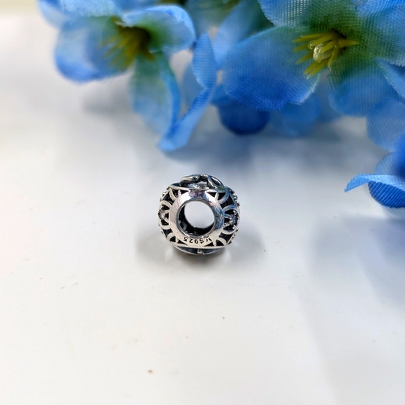 J Initial 925 Sterling Silver and White Sapphire Bracelet Charm / Pendant - Picture 3 of 4